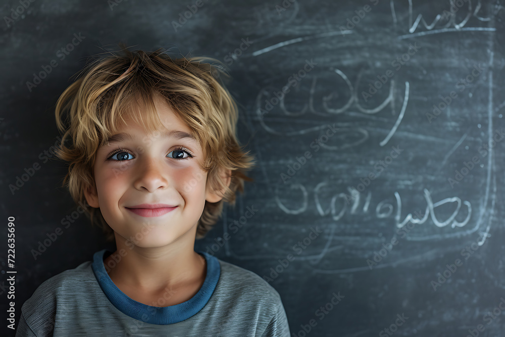 Portrait of a schoolchild child in the classroom Portrait of a schoolchild child in the classroom