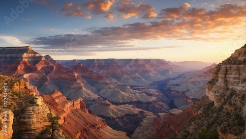 Picture the awe-inspiring majesty of the Grand Canyon at sunrise photo