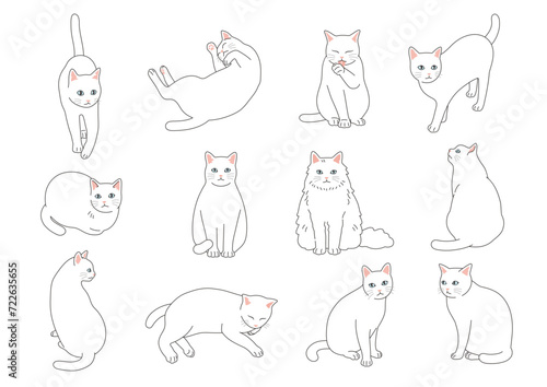 シンプルでかわいい猫のイラストセット