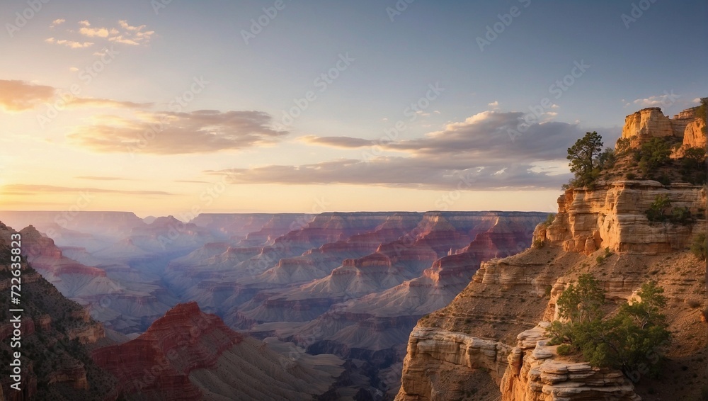 Picture the awe-inspiring majesty of the Grand Canyon at sunrise