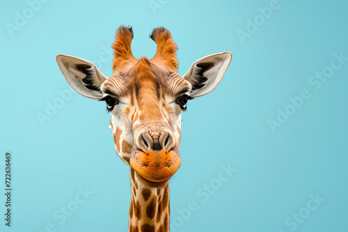 funny african giraffe animal isolated on color background