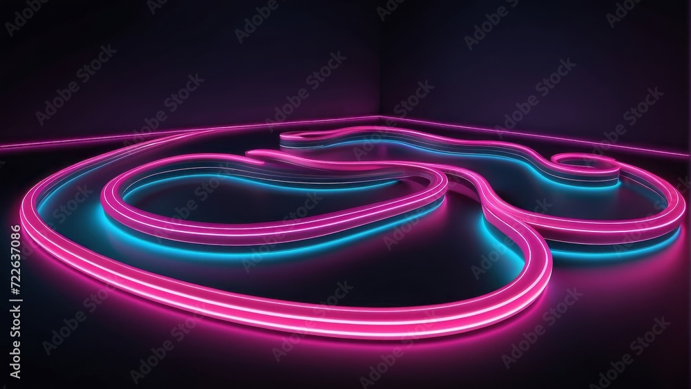 3d render. Abstract neon wallpaper. Glowing dynamic lines over black background. Light drawing trajectory. Fluorescent ribbon
3d render. Abstract neon wallpaper. Glowing dynamic lines over black background. Light drawing trajectory. Fluorescent ribbon