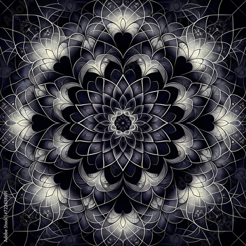 Hyperbolic Flower Mandala like Seamless pattern Maximalist Colorful Floral Psychedelic, Wallpaper Background
