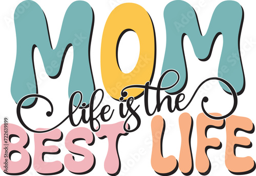 Retro Funny Mother's Day Colorful Sublimation Typographic Print Template. Happy  Groovy Mom Mama  Graphics and Quotes for Print on Demand Industry.