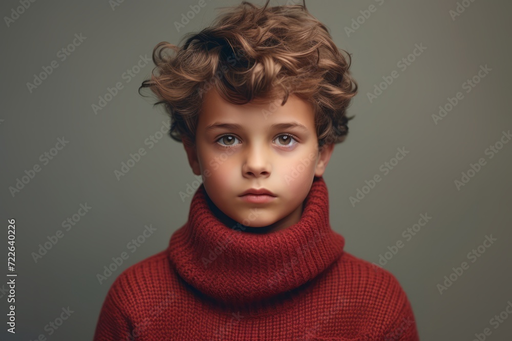 Portrait of a cute little girl with curly hair in a red sweater. Portrait of a cute little girl with curly hair in a red sweater.
