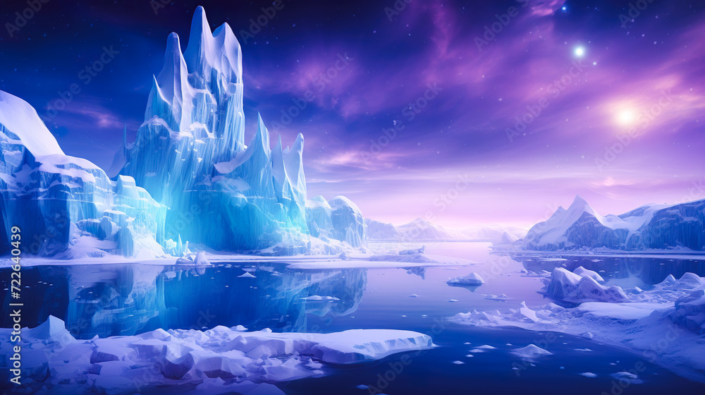 幻想的な氷の世界のイメージイラスト風景