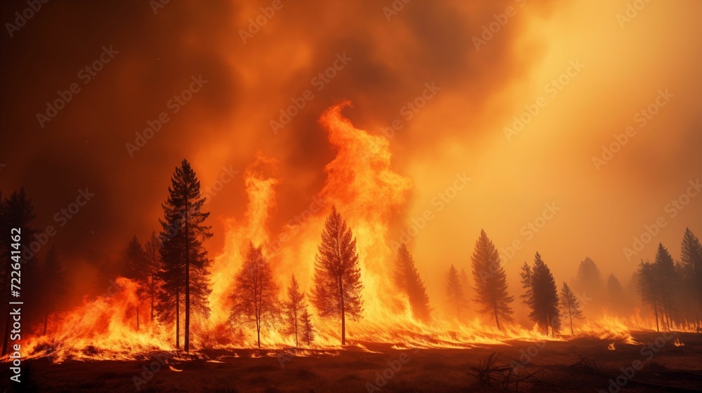 An image of a forest fire, a cloud of thick smoke.