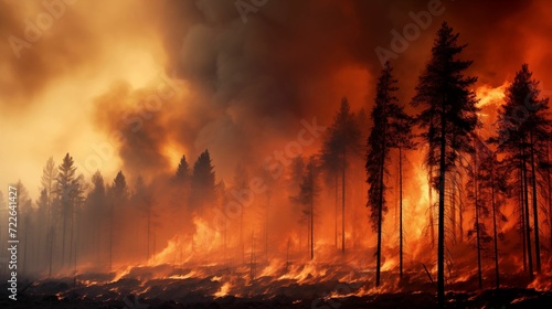 An image of a forest fire, a cloud of thick smoke.