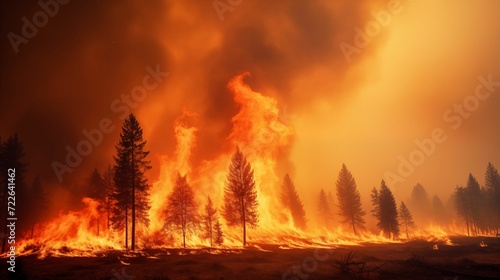 An image of a forest fire, a cloud of thick smoke.