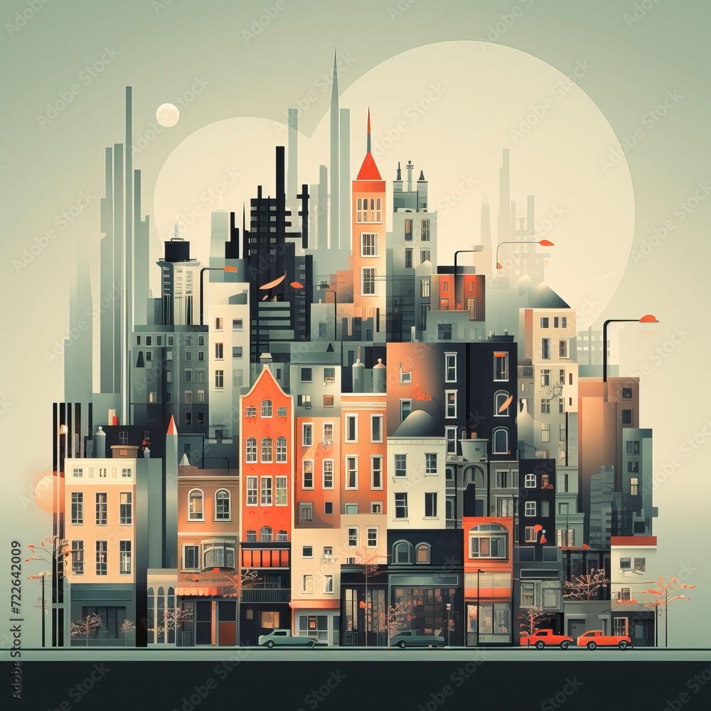 Obraz premium A futeristic City Graphic Resources Minimalistic Graph