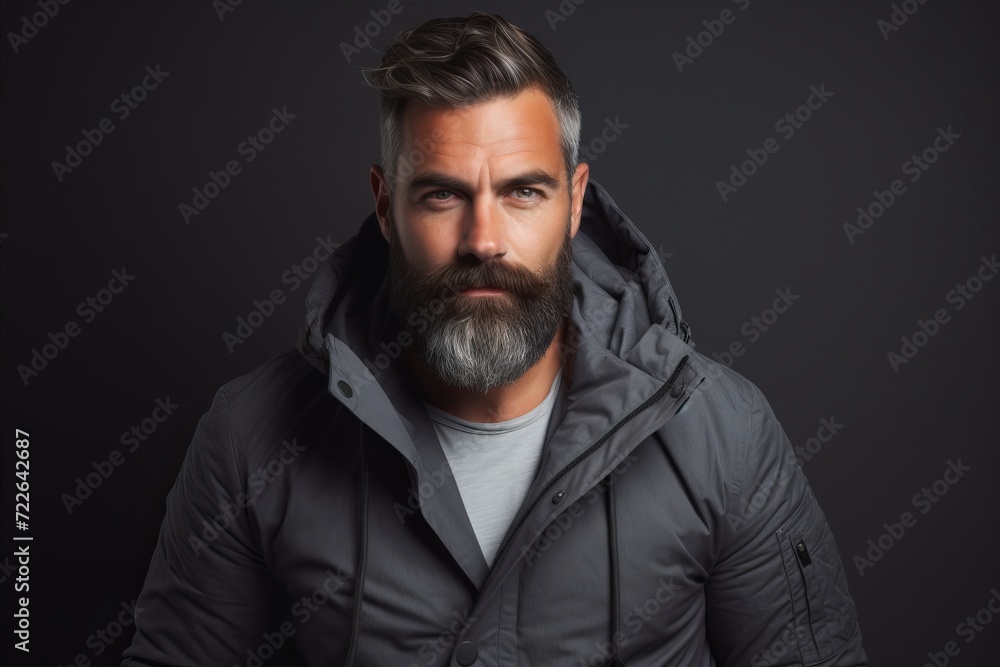 Portrait of a handsome bearded man in a jacket. Men's beauty, fashion. Portrait of a handsome bearded man in a jacket. Men's beauty, fashion.