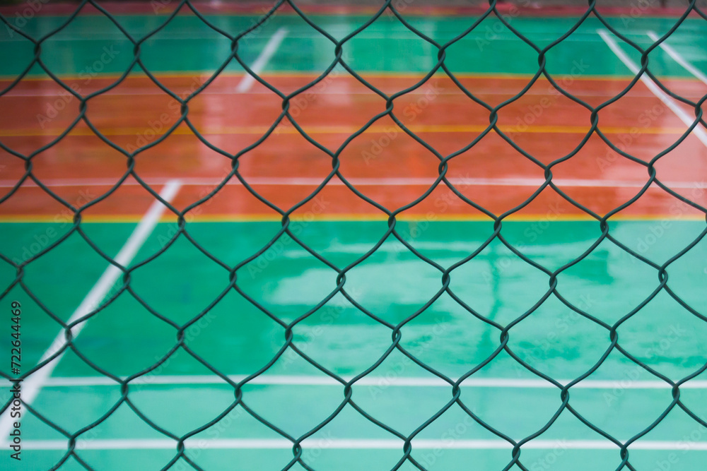 Naklejka premium Iron net on a volleyball court