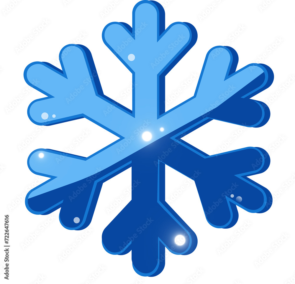 Blue snowflake 3d . Cartoon minimal style. Weather forecast concept. Isolated on white Blue snowflake 3d . Cartoon minimal style. Weather forecast concept. Isolated on white