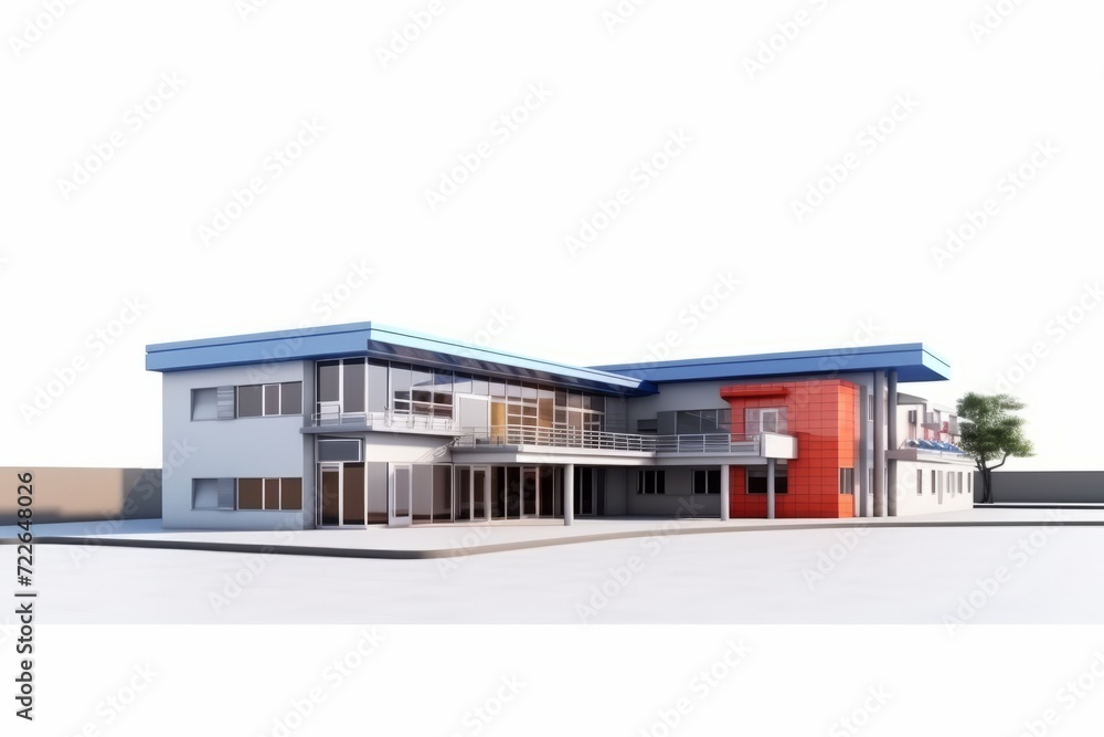 View School Exterior, Capturing the Educational Environment, Against an Isolated White Background, Generative AI View School Exterior, Capturing the Educational Environment, Against an Isolated White Background, Generative AI