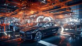  Automated robotics futuristic electric cars factory