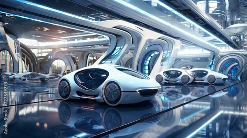 Automated robotics futuristic electric cars factory