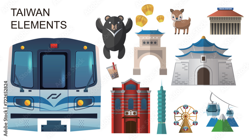 Obraz premium Taiwanese Elements and Landmark Collection
