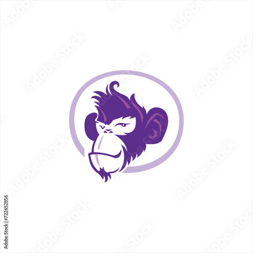 Monkey mascot logo vector. Animal vector illustration. Geek monkey logo. Chimpanzee vector logo design