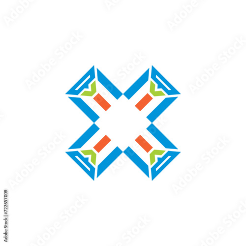Letter logo X design colorful illustration