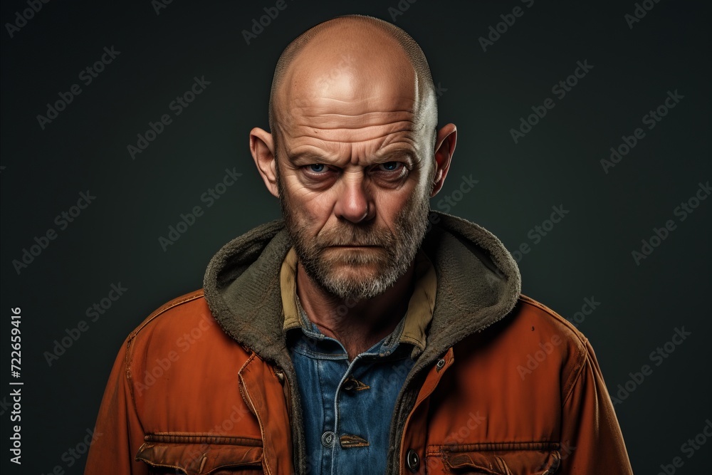 Portrait of an old man with a beard in a brown jacket. Portrait of an old man with a beard in a brown jacket.