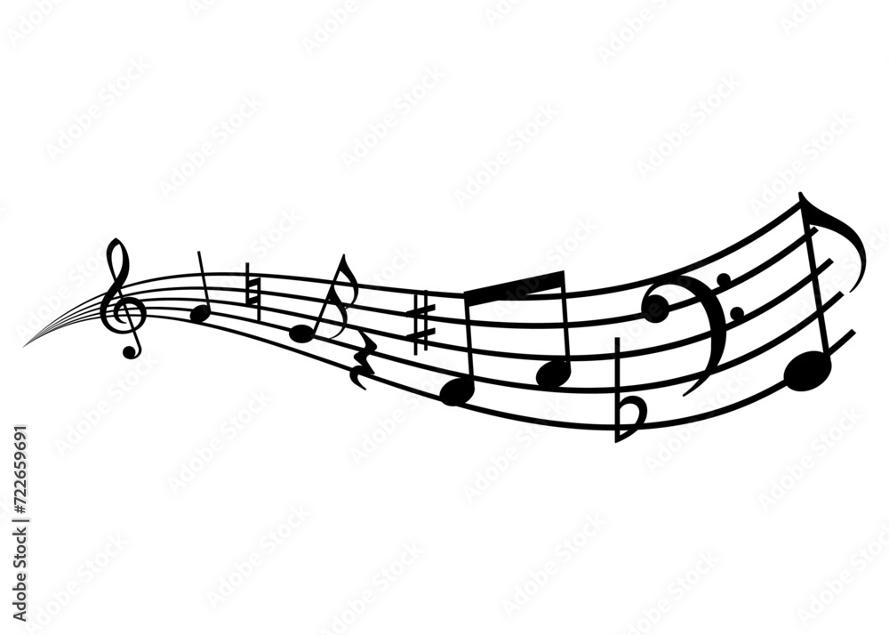 Obraz premium 流れる音符イラスト