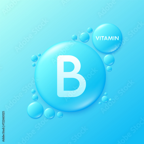 Serum drops water gel blue vitamin B. For cosmetic design beauty care. Hyaluronic acid and collagen lotion. Vitamins complex liquid oil jelly from nature treatment nutrition skin care. Vector.