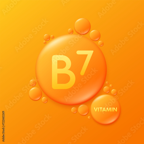 Serum drops water gel orange vitamin B7. For cosmetic design beauty care. Hyaluronic acid and collagen lotion. Vitamins complex liquid oil jelly from nature treatment nutrition skin care. Vector.