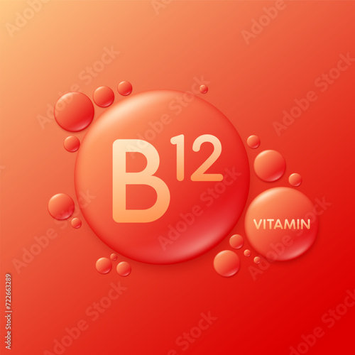 Serum drops water gel red vitamin B12. For cosmetic design beauty care. Hyaluronic acid and collagen lotion. Vitamins complex liquid oil jelly from nature treatment nutrition skin care. Vector.