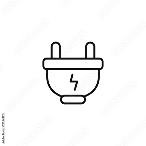 Electric plug line icon isolated on transparent background