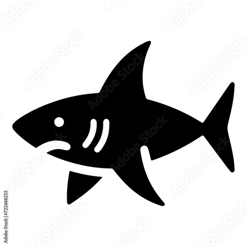 minimal shark icon  clipart  vector silhouette  flat style  black color silhouette