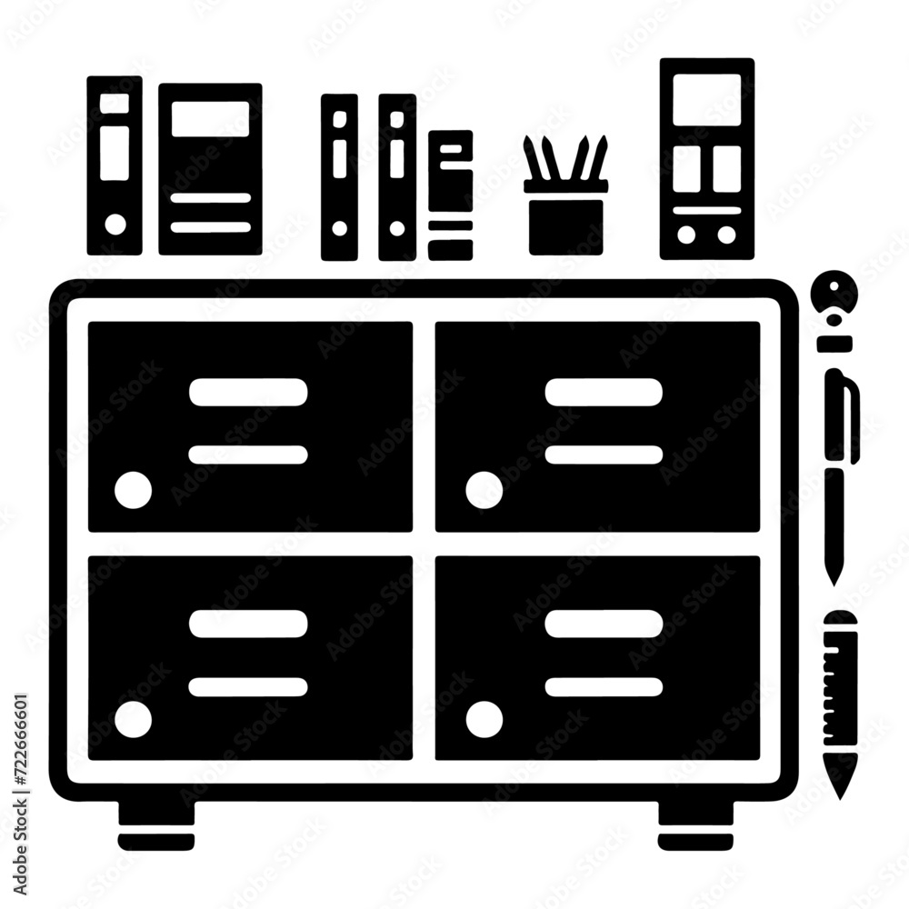 Office cabinet icon, clipart, vector silhouette, flat style, black color silhouette Office cabinet icon, clipart, vector silhouette, flat style, black color silhouette