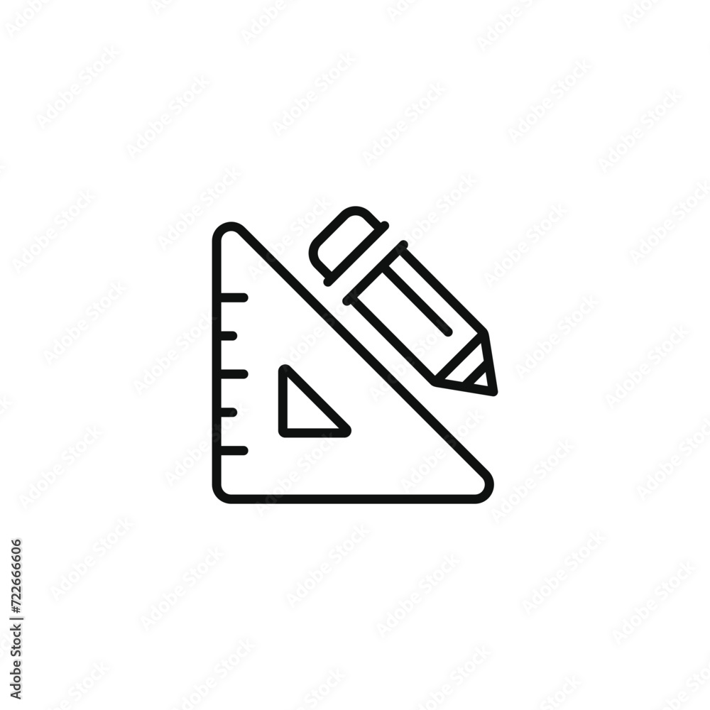 Pencil and ruler line icon isolated on transparent background Pencil and ruler line icon isolated on transparent background