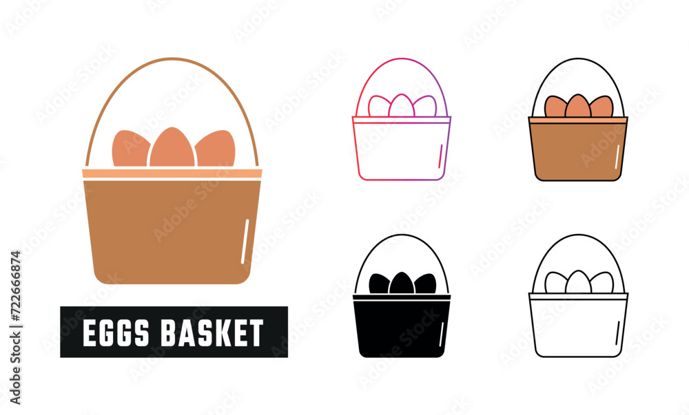 Eggs basket Icon Set Vector Illustration Eggs basket Icon Set Vector Illustration