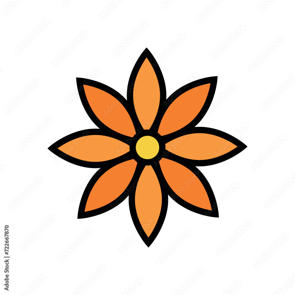 Flower Icon Vector Illustration. Flower Lineal Color Icon