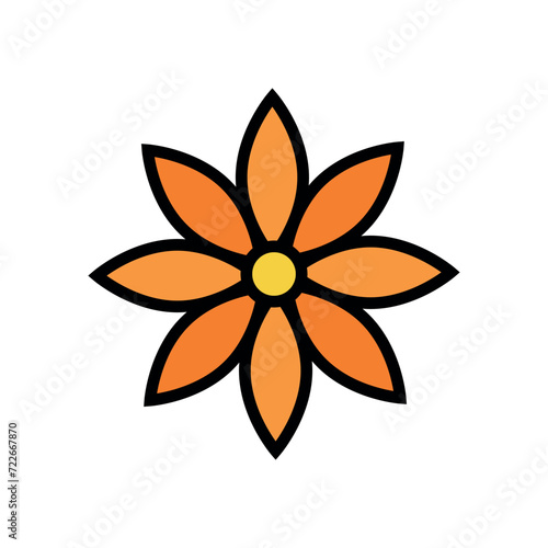 Flower Icon Vector Illustration. Flower Lineal Color Icon