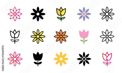 Flower Icon Set Vector Illustration © MahmudulHassan