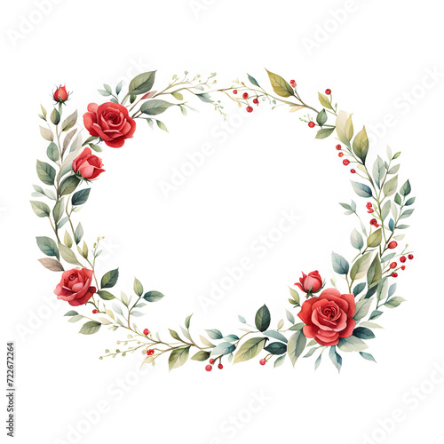 watercolor-illustration-featuring-a-red-rose-floral-frame-colorful-wreath-composed-in-minimalist