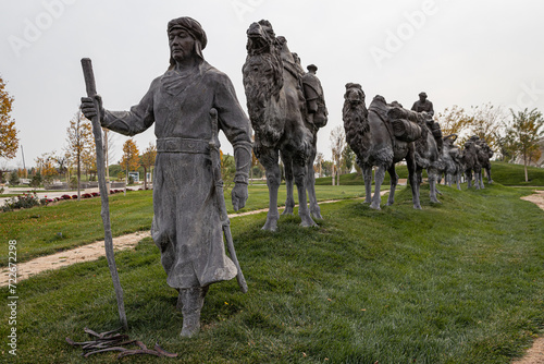 Turkestan, Kazakhstan - October 29 2023: Jibek Joly city park