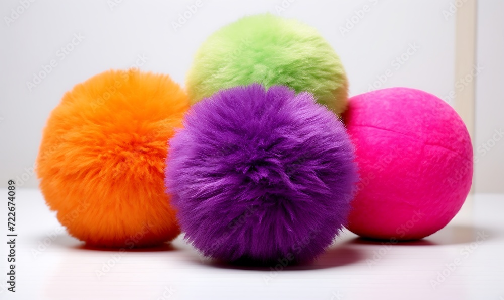Colorful fur balls on a white background. Colorful fur balls on a white background.