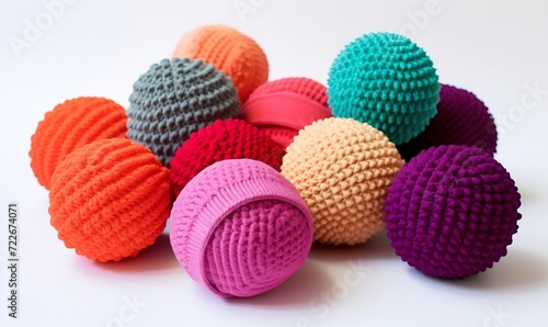 Colorful fur balls on a white background.