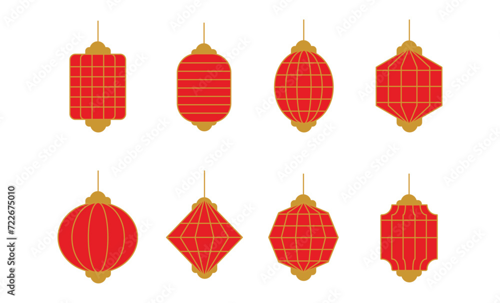 Chinese lanterns. asian chinese new year red lamps festival. chinatown traditional realistic element vector set stock illustration Chinese lanterns. asian chinese new year red lamps festival. chinatown traditional realistic element vector set stock illustration