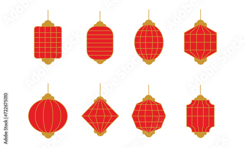 Chinese lanterns. asian chinese new year red lamps festival. chinatown traditional realistic element vector set stock illustration