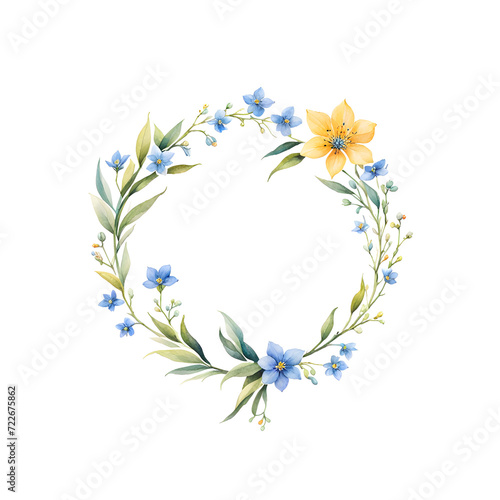 myosotis-floral-frame-depicted-as-a-colorful-minimalist-wreath-in-watercolor-sharp-focus-on