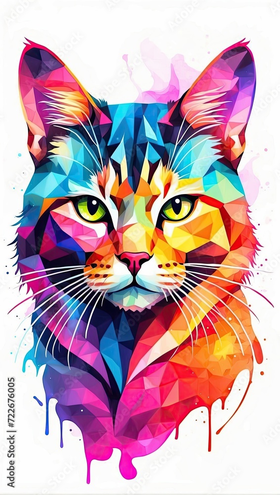  A Colorful Abstract Cat Portrait, Digital Art