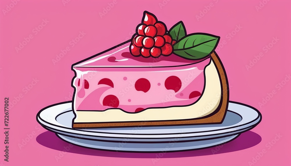 Strawberry Cheesecake in Modern Flat Style: Vector Art Strawberry Cheesecake in Modern Flat Style: Vector Art