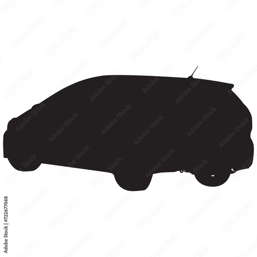 Modern hatchback in silhouette Modern hatchback in silhouette