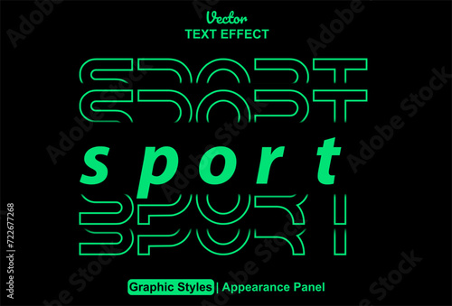 sport text effect with green graphic style and editable.