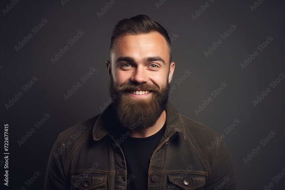 Portrait of a handsome bearded hipster man over dark background. Portrait of a handsome bearded hipster man over dark background.
