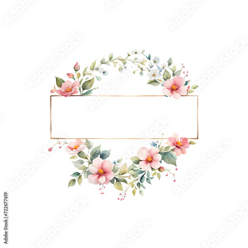 watercolor-illustration-of-a-floral-frame-presenting-a-colorful-wreath-in-minimalist-style-void © HYOJEONG