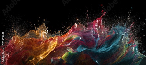 colorful watercolor ink wave splash, paint 19